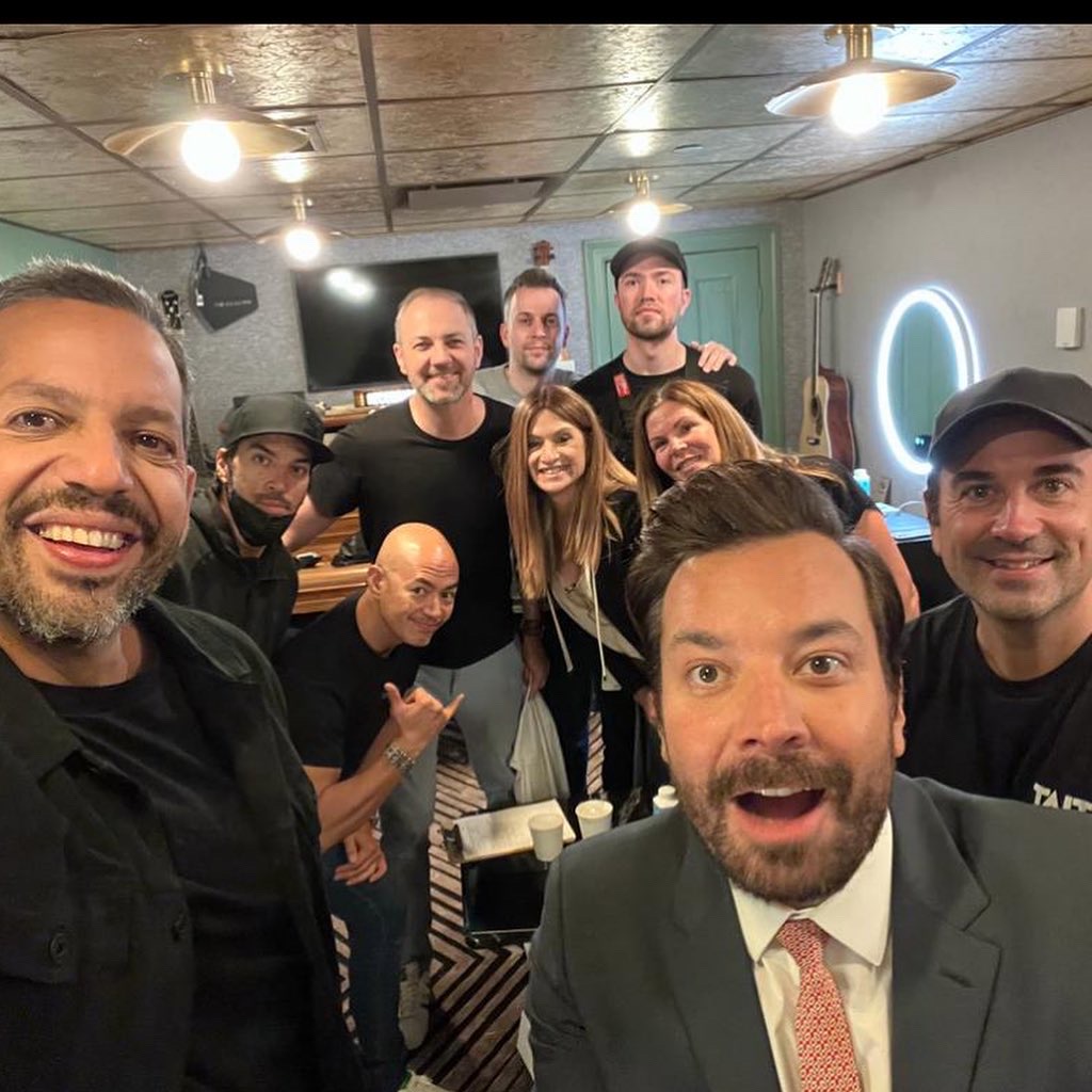 Marc behind the scenes with David Blaine, Jimmy Fallon and the team